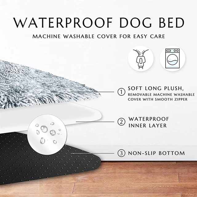 Coussin en peluche doux gris confortable en mousse mémoire de forme pour chien 8