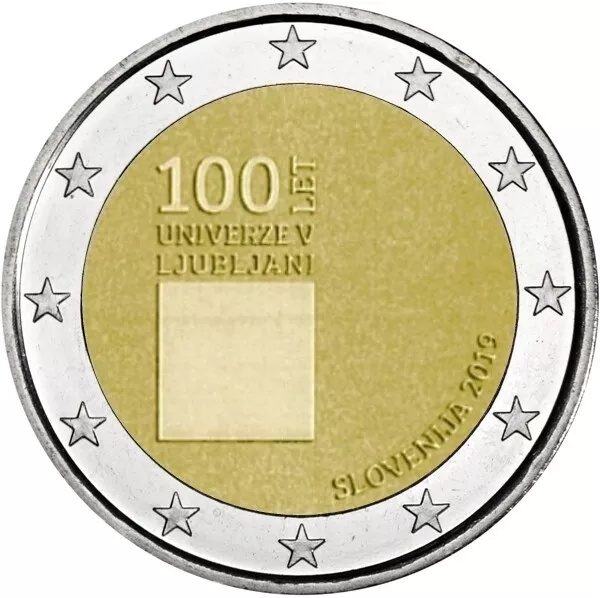 SLOVENIA 2019 2 euro 100º anniversario Università Lubiana FDC da rotolino