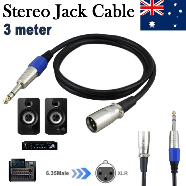 Balanced Male XLR to TRS 1/4" 6.35mm Audio Cable Microphone Stereo Jack Cable AU