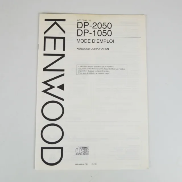 Original Kenwood Lecteur CD DP-2050/DP-1050 Mode D'Emploi - Français