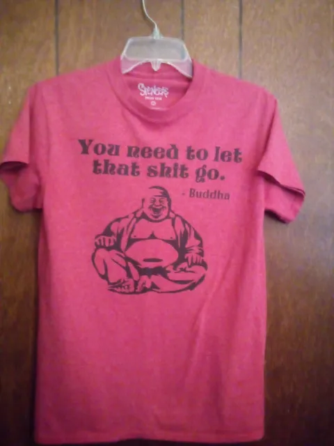 Spencer's Men T-Shirt Small Red You Need To Let That Go Buddha Graphic Tee