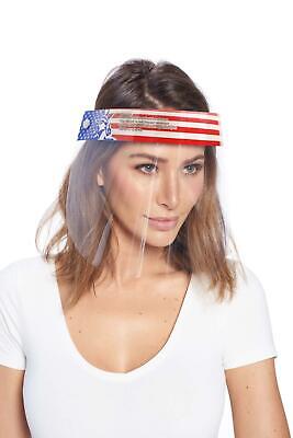 Face Shield Visor Safety Double Sided Anti-Fog Protection (5 Pack, Usa Flag)