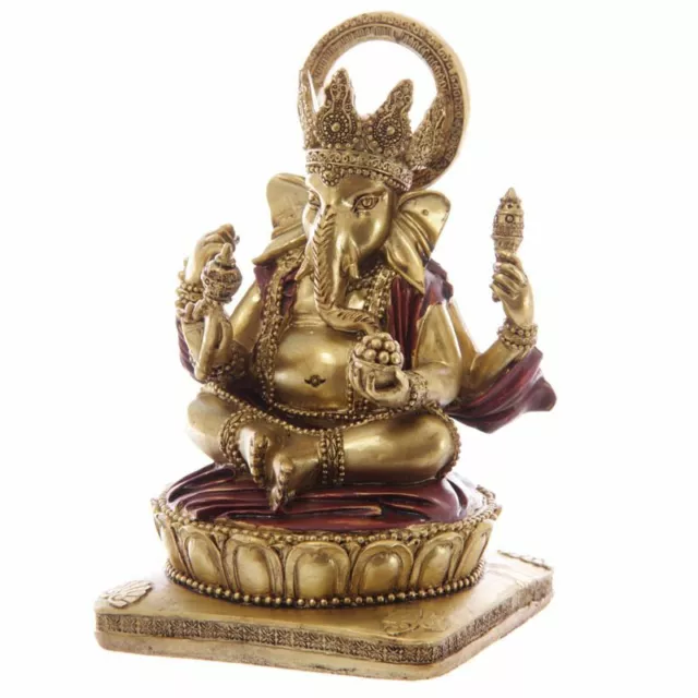 14cm Gold and Red Sitting Ganesh Idol Statue Chandra Nadi Pooja Puja Room