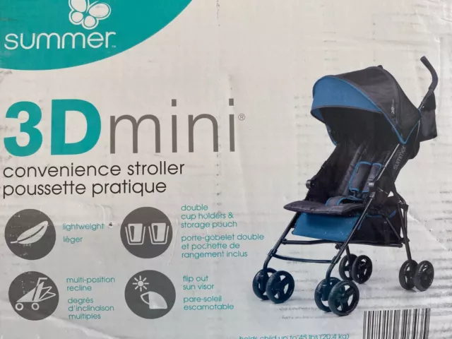 Summer Infant 3D Mini Lightweight, Umbrella Stroller - black | dusty blue