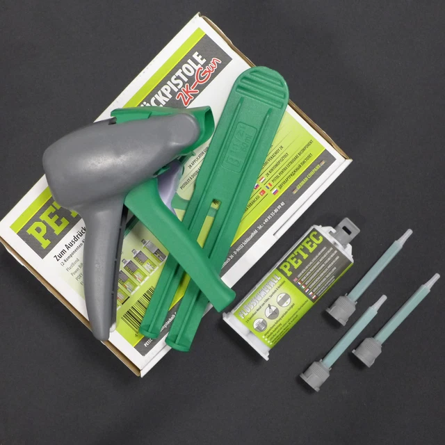 Petec Liquido Metallo 2K Resina Colla + Ausdrückpistole 3x Ugello di