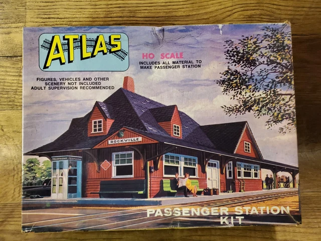 VINTAGE 1962 ATLAS HO Scale Passenger Station Model Kit No 706-198 Open