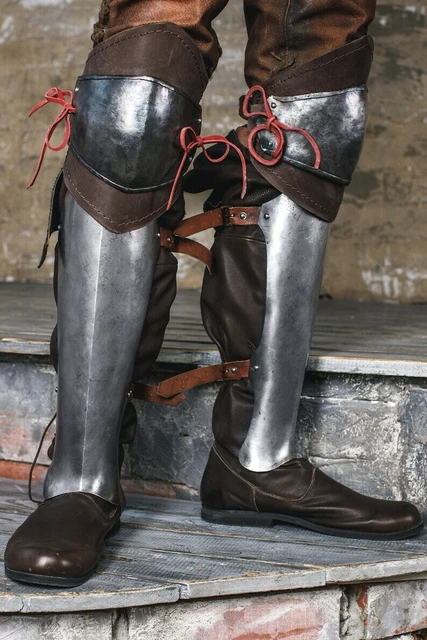 Steel greaves medieval larp & sca leg armor renaissance men leg protection fanta