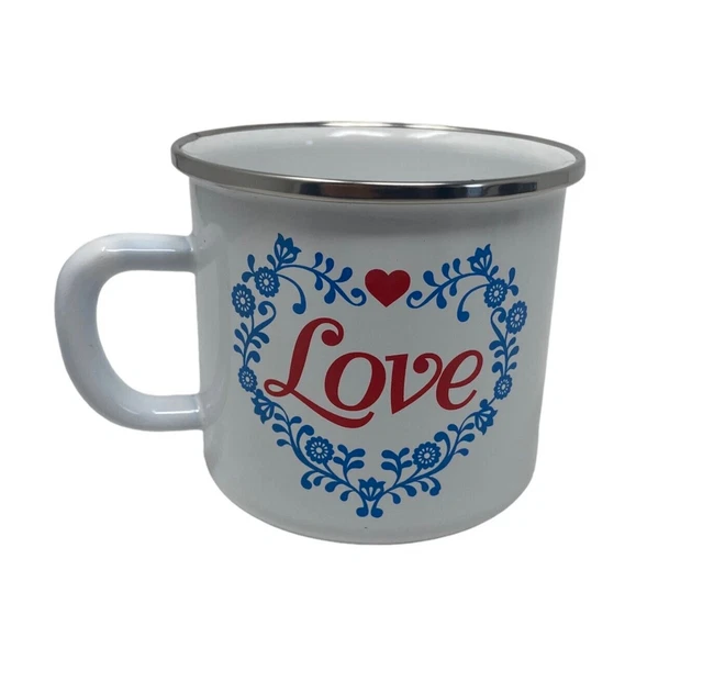 Love Heart Metall Emaille Retro Vintage Outdoor Camping Picknick Tee Kaffeebecher Tasse