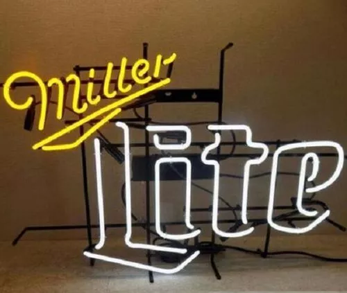 Neon Light Sign Lamp For Miller Lite Beer 20"x16" Miller Time Bar Open Pub Decor