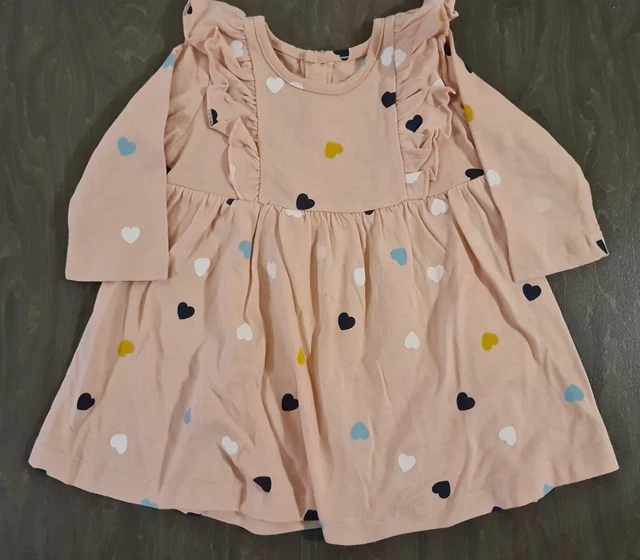 Abito rosa a maniche lunghe Matalan (A150) per bambine 0-3 mesi