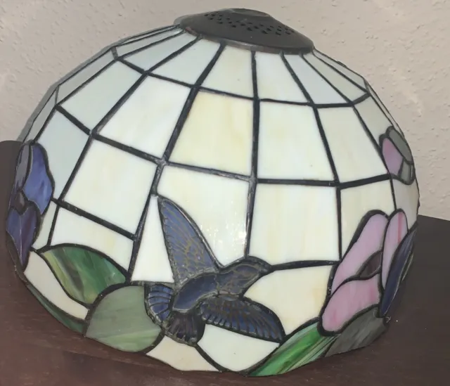 Stained Tiffany Style Glass Hummingbird Floral Table Accent Lamp Shade /Ceiling