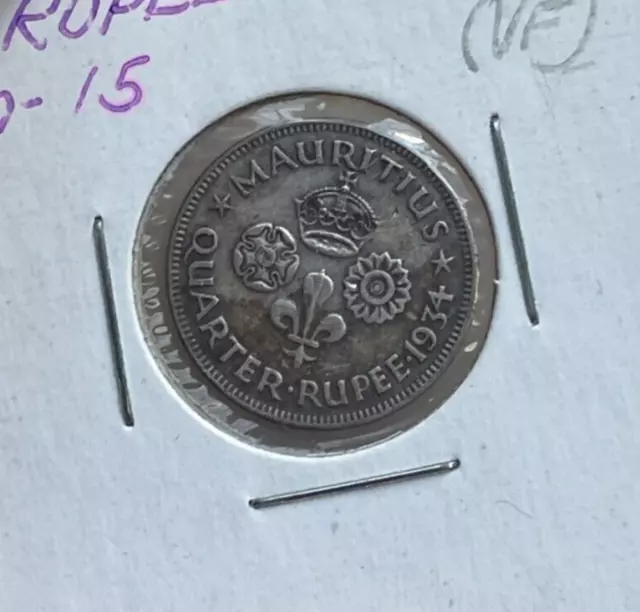 1934 Mauritius 1/4 Rupee - Silver