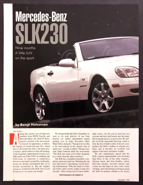 1998 Mercedes-Benz SLK 230 Convertible Road Test Technical Data Review Article