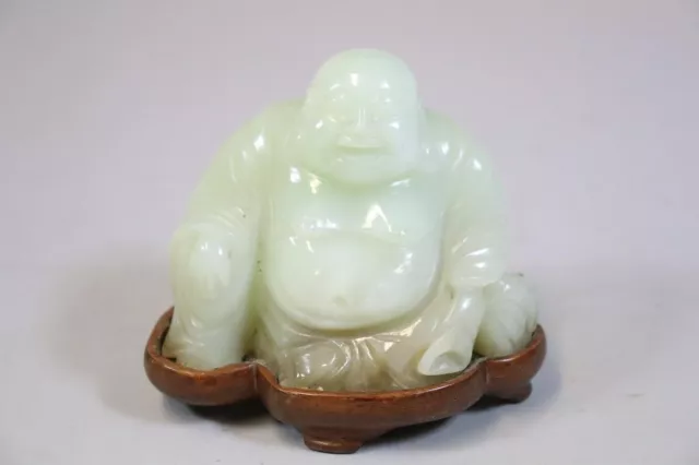 Glücksbuddha geschnitzte Jade Figur China (FR373)