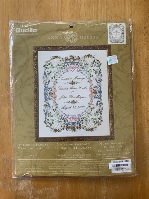 Kit de bordado de filigrana floral Bucilla Anna Griffin de filigrana floral para boda de 11""x14