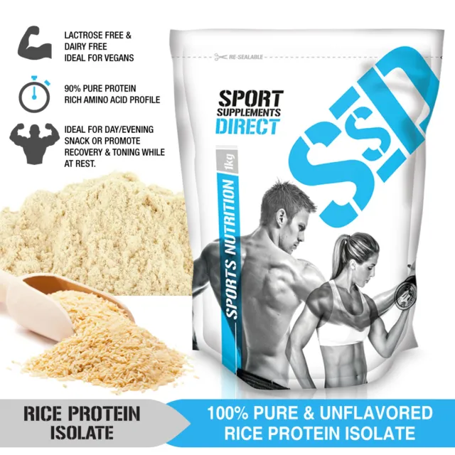 1kg 100% Rice Protein Isolate Powder Unflavoured 1 X 1kg Pure Rice Protein