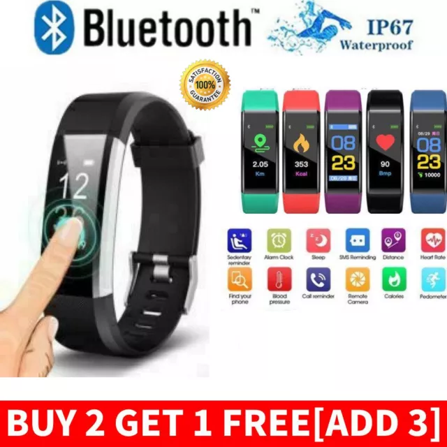 Fitness Smart Watch Activity Tracker Heart Rate Oxygen BP Monitor Waterproof.