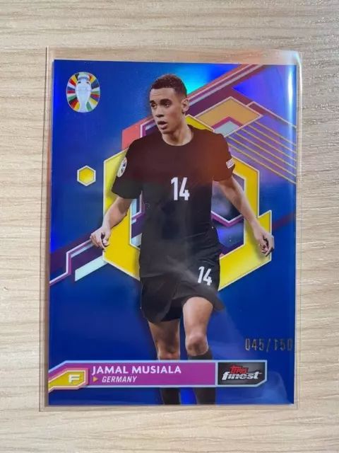 Jamal Musiala Germany /150 Blue Refractors Topps Finest Road to UEFA EURO 2024