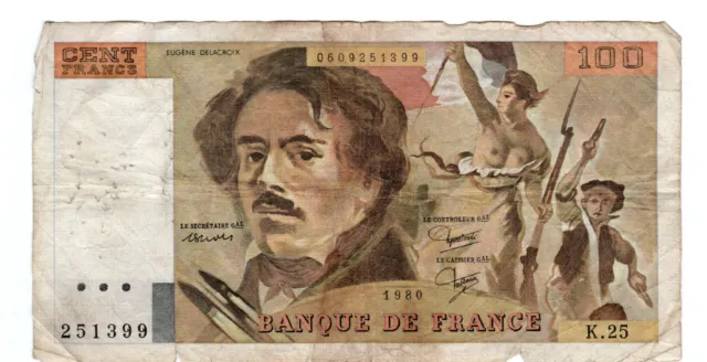 Banknote France 100 Francs 1980 P154b.1