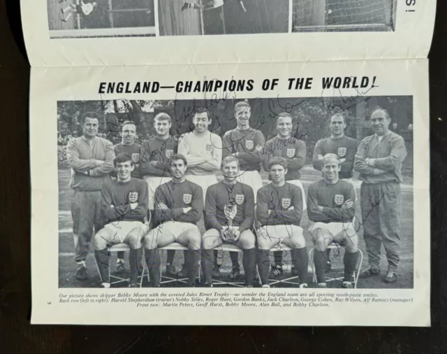 ENGLAND Team signed Nov 1966 Wales World Cup Team programme MOORE CHARLTON
