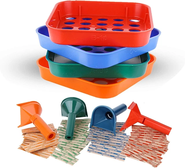 Coin Counters Tubes & Coin Sorters Tray – 4 Color-Coded Coin Sorting Tray and Co