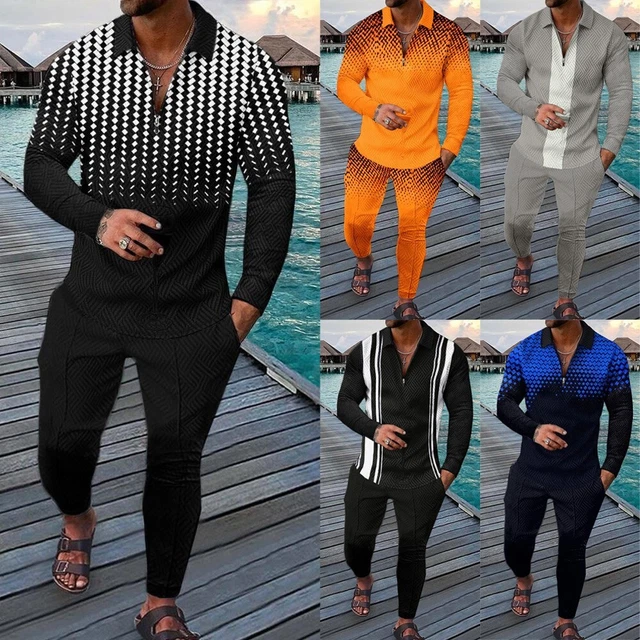 Set Tuta Sportiva Uomo Colore Solido con T-Shirt e Pantaloni Ideale per Abbiglia