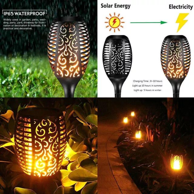 Flickering LED Solar Flame Torch Light Outdoor Garden Yard Lawn Pathway Lamp