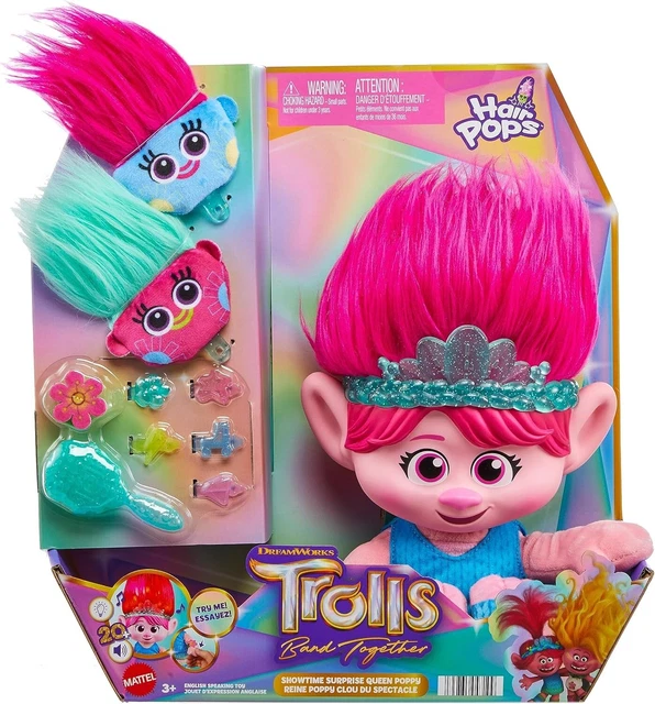 DREAMWORKS TROLLS BAND Together Plush Toy, HAIR POPS Showtime Surprise