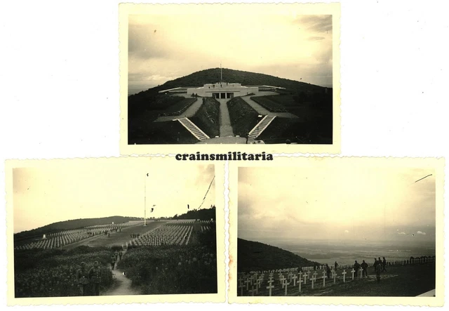 3x Orig. Foto Soldaten am Friedhof Denkmal HARTMANNSWILLERKOPF Frankreich 1940