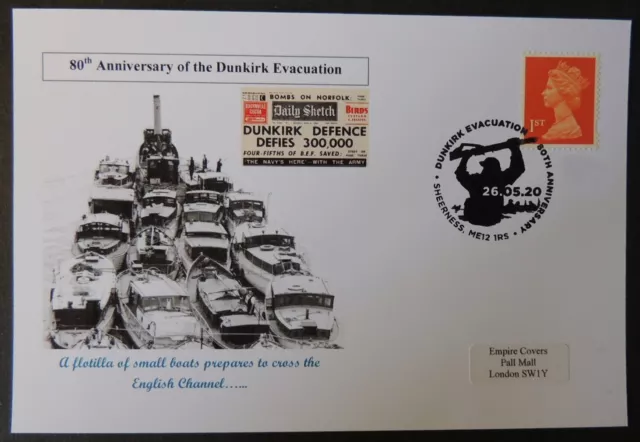 80th anniversary dunkirk evacuation postal card ww2 wwii ships