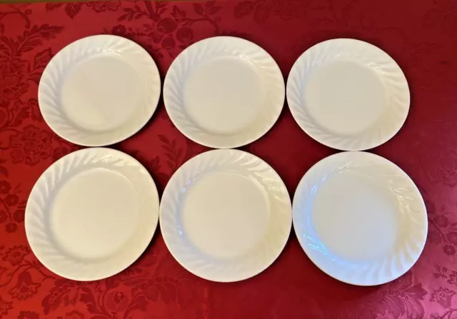 6 Corning Corelle ENHANCEMENTS Salad Bread Dessert Plates 7.25"-White Swirl