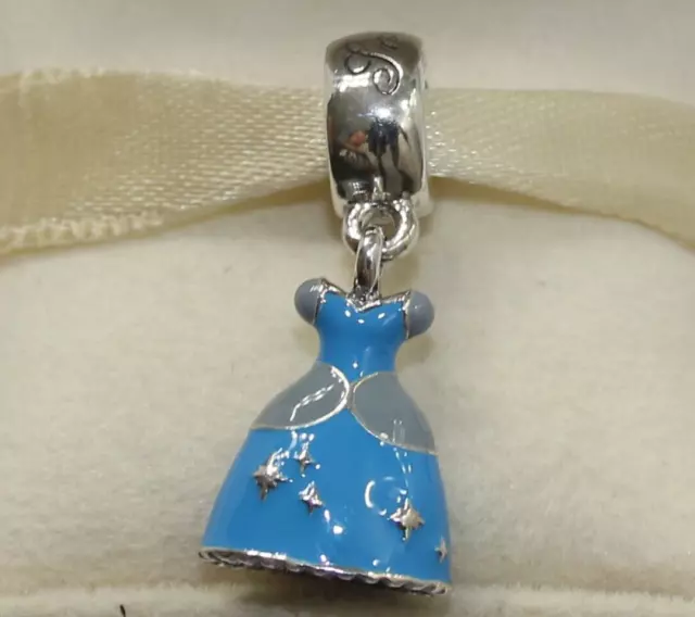 New Authentic Pandora Charm Disney Cinderella Dress 791578ENMX W Suede Pouch