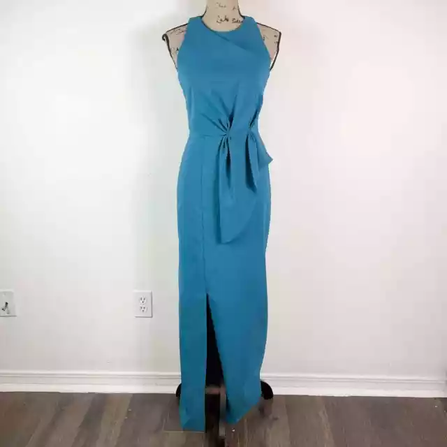 Kay Unger New York NWOT Megan Column Gown Baltic Blue Size 2