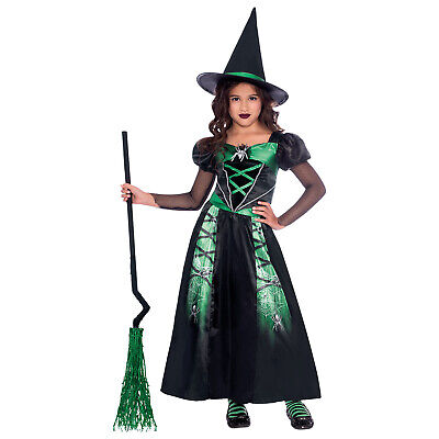 Child Kids Girls Spider Witch Fancy Dress Halloween Costume Outfit