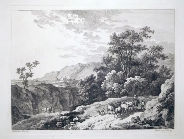 Radierung, Landschaft in Italien, C.W. E. Dietrich/ Adrian Zingg, um 1790