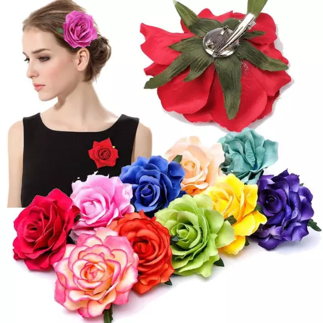 Rose Artificiel Fleur Épingle à Cheveux Mariage Fête Broche Corsage Clips @ ,