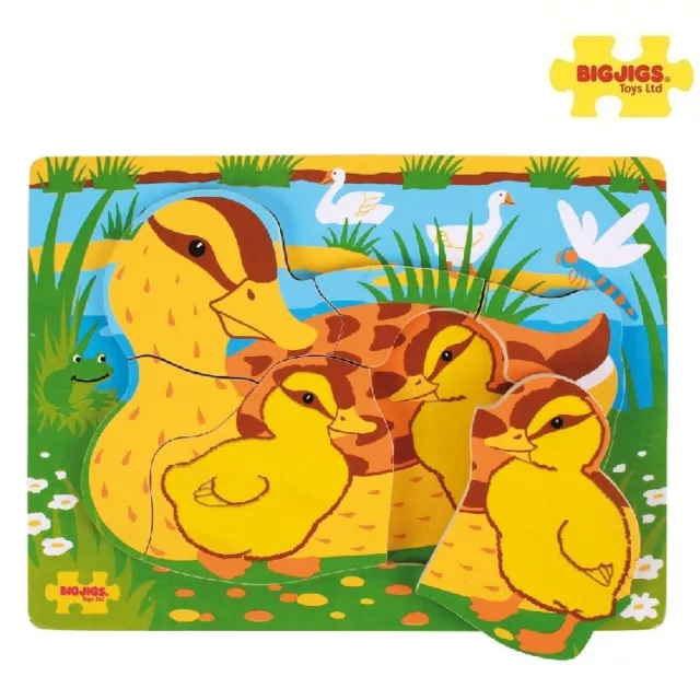 Bigjigs Baby Holz Puzzle Ente Mutti Und Babys Neu & Ovp!