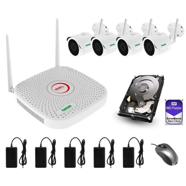Kit Video Sorveglianza Wi-Fi da esterno, NVR, 4 Telecamere Wi-Fi, WD Purple 1 TB