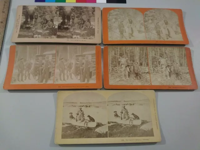 (5) Hunting Deer Kilburn Stereoview Photos