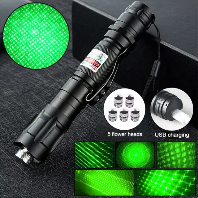 2000Mile Green Laser Pointer Lazer Pen 532nm High Power Visible Beam Light +Caps