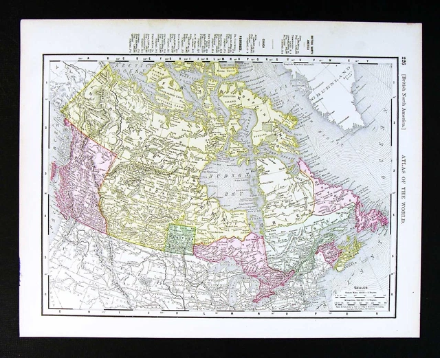 1895 Rand McNally Map - Canada - Ontario Quebec British Columbia Manitoba Ottawa
