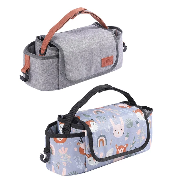 Borsa per carrozzina universale per passeggino con 2 portabicchieri Ampio