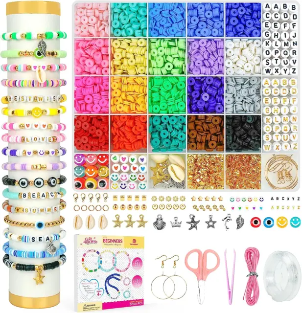 Kit para fabricar pulseras Joyas Dijes Manualidades 5000 Piezas para armar Set