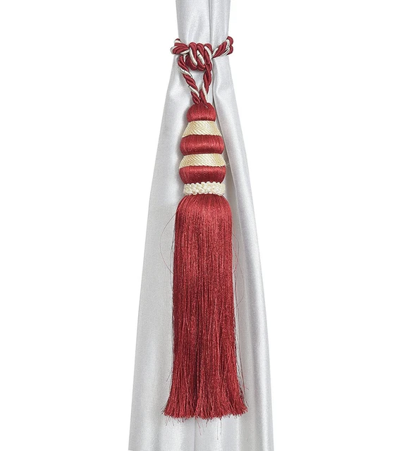 Beautiful Polyester Tassel Rope Curtain Tieback Maroon Double Lace set of 2 Pcs