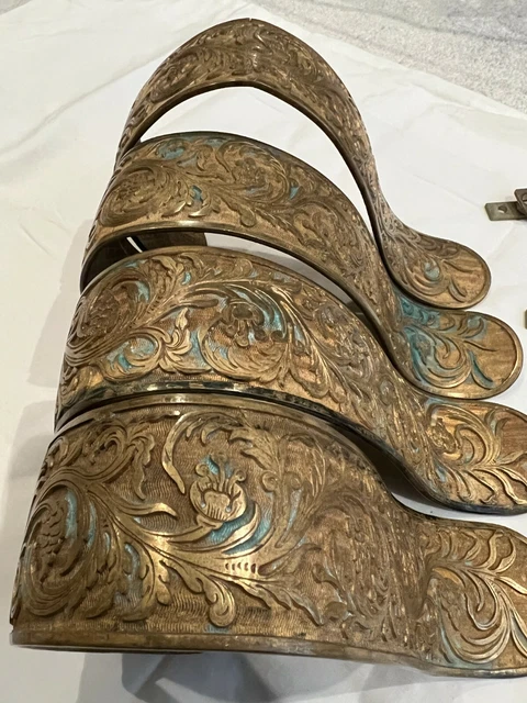 Antique French 4 Piece Curtain Drape Tieback Brackets Gold Gilt Brass Bronze 11