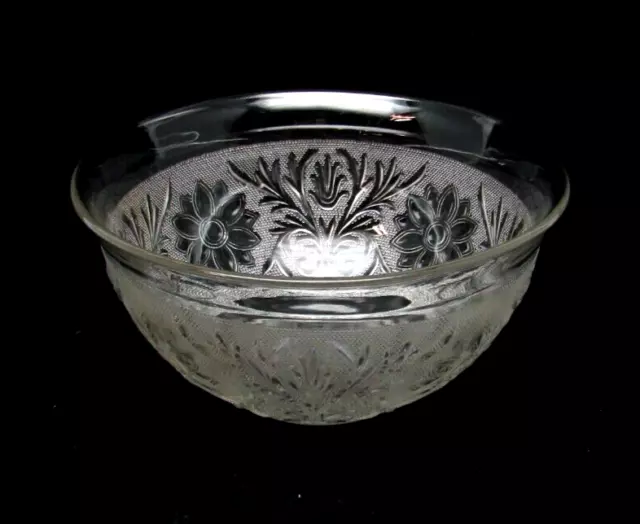 Vintage Anchor Hocking Glass Clear Sandwich Pattern Punch Bowl NOS (PH)