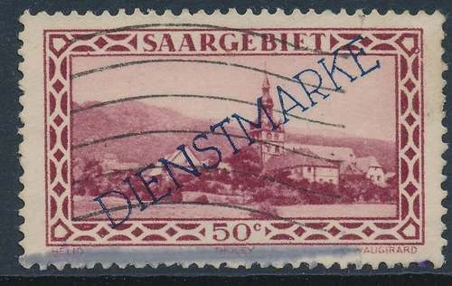 Saargebiet Dienst Nr. 18 III gestempelt, PLATTENFEHLER geprüft Ney BPP (23347)
