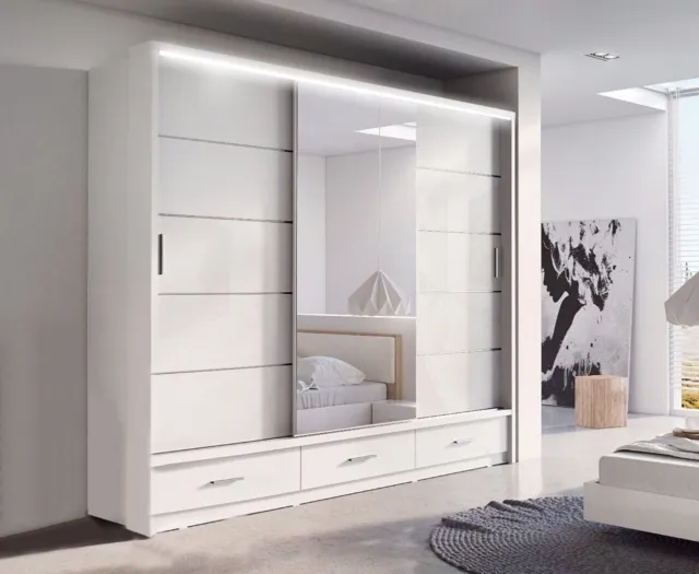 RAC3 Bedroom Sliding Wardrobe with LED Light Ample Storage Space & Sleek Design