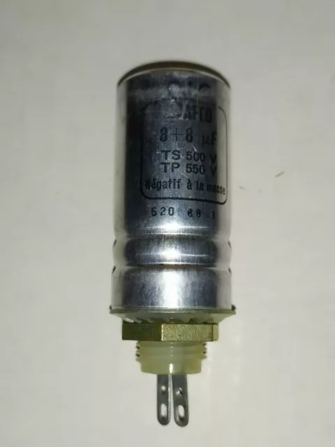 8 + 8 uF 500 / 550 v SIC SAFCO  CONDENSATEUR BOUTEILLE     D12h31/2