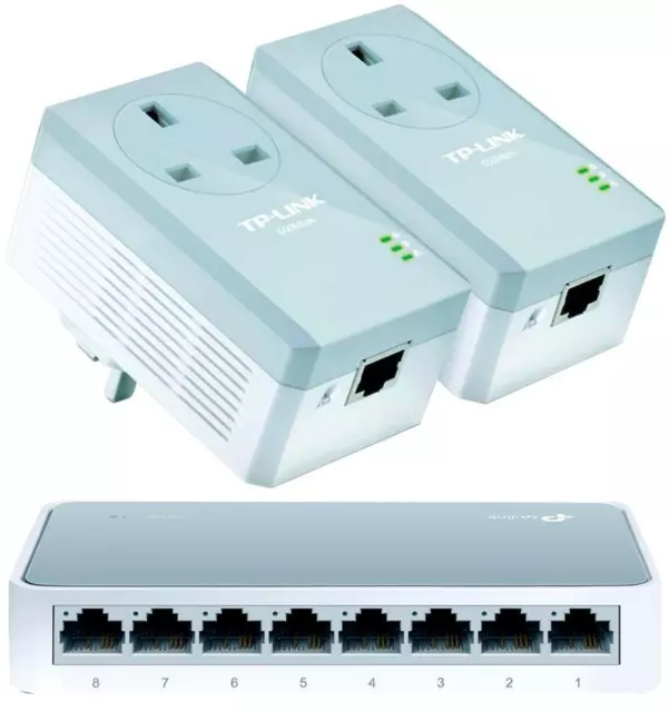 AV600 Powerline au Travers Débutant Kit Et ; Gratuit 8 Port 10/100Mb/S Bureau